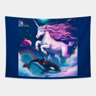 Unicorn with Sea Creatures Tapestry