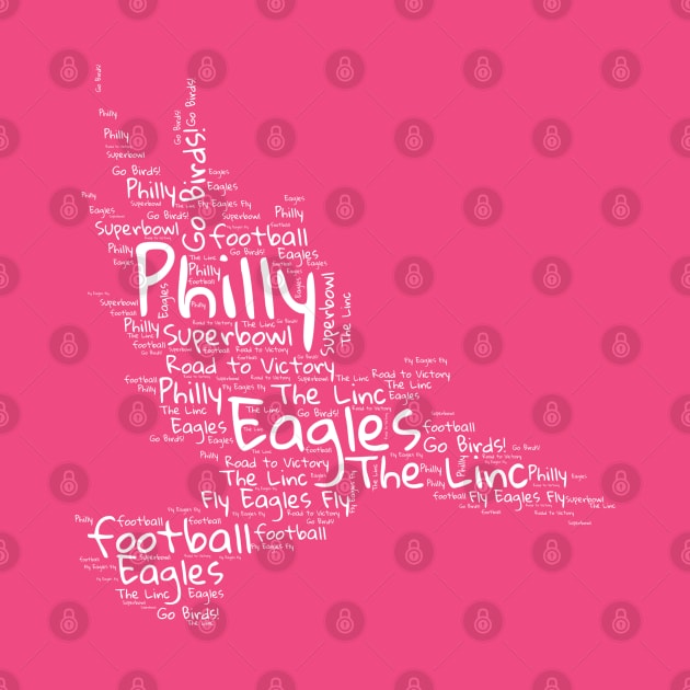 Philly birds white word art football by PixieMomma Co