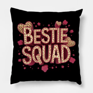 Bestie Squad Pink Leopard Friends Women Girls Toddlers Cute Pillow