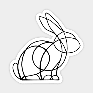 Line rabbit - white Magnet