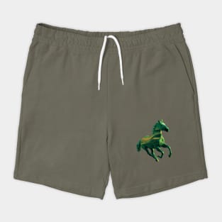 Green Horse in Mid-Gallop with Flowing Mane and Tail Artistic or Conceptual Rather than Natural Shorts