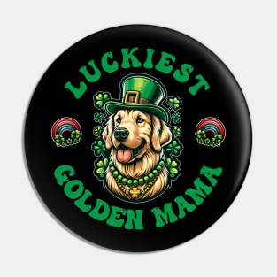 Luckiest Golden Mama - St Patricks Day Golden Retriever Pin