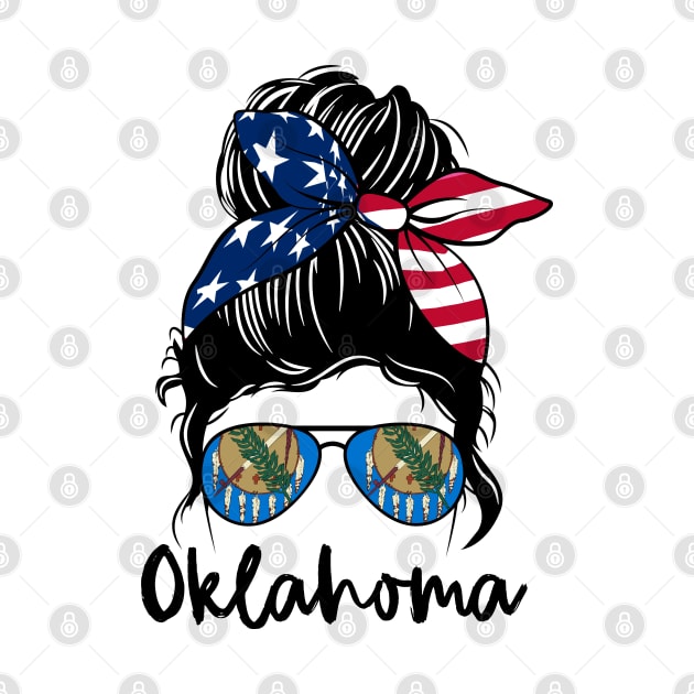 Oklahoma girl Messy bun , American Girl , Oklahoma Flag by JayD World