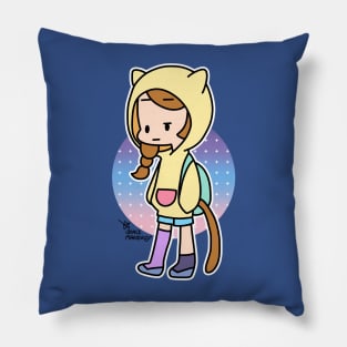 Girl in yellow cat hood Pillow
