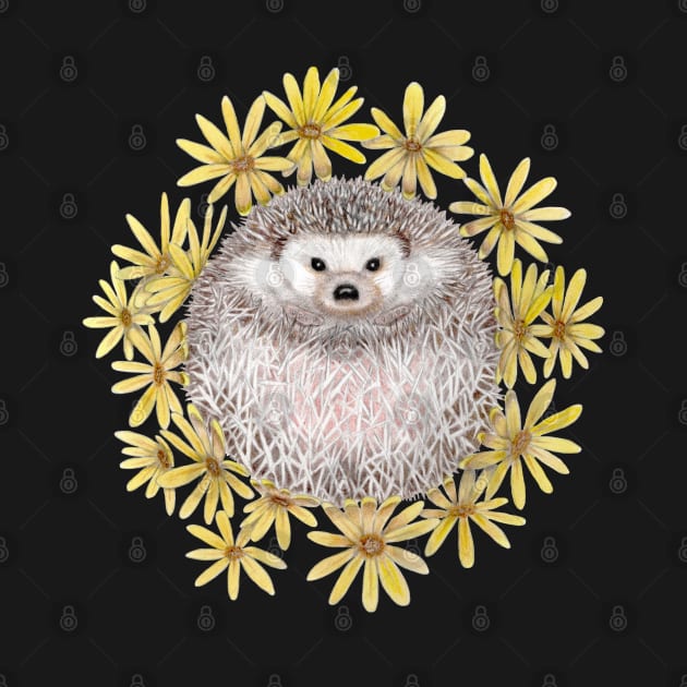 Hedgehog and Daisies by CoffeeberryArt