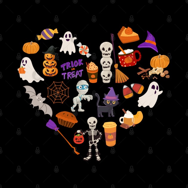 Cute October heart Autumn is my favorite season, love Fall pumpkin and halloween by BoogieCreates