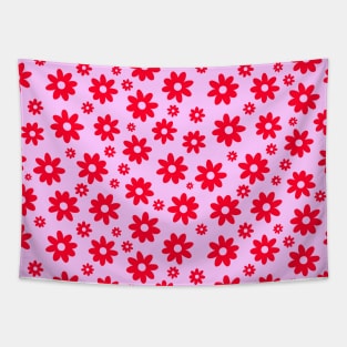 Hot Pink Floral Pattern Bold Cute Flowers Tapestry