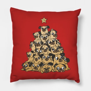 Cute Christmas Tree of Pugs Pillow