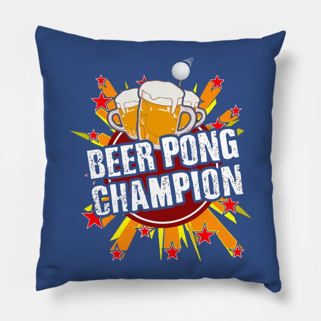 Beer Pong Champion Pillow by phughes1980