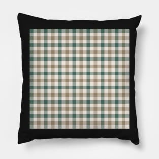 Classic gingham check in taupe and forest green Pillow