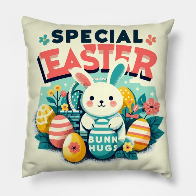 Special Easter Cute Baby Bunny Hugs Pillow by rn-eshop