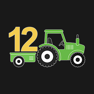 Kids 12th Birthday Boys Tractor Farmer Birthday T-Shirt
