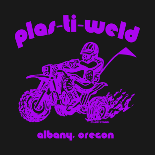 Plas-Ti-Weld logo in purple T-Shirt