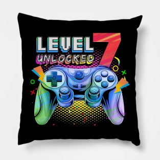 Level 7 Unlocked Video Game 7th Birthday Gamer Boys Pillow