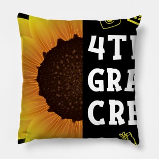 Fourth grade Crew Shirt First Day Preschool Back to School Sunflower Gift Pillow