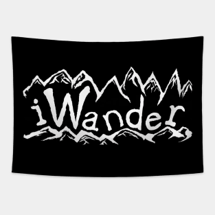 iWander mountain dweller hiker backpacker funny quote Tapestry