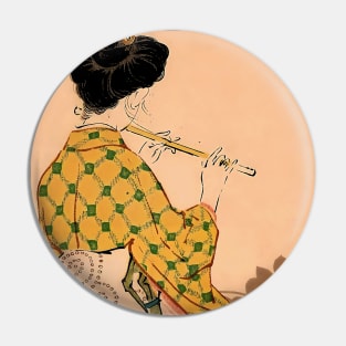 Geisha melody - vintage japanese art Pin