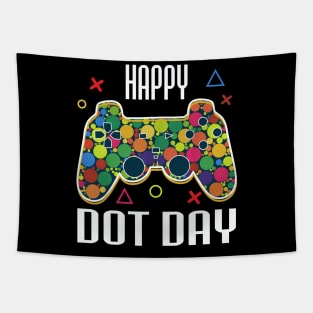 Happy Dot Day Gamers Boy Game Controller Colourful Polka Dot Tapestry