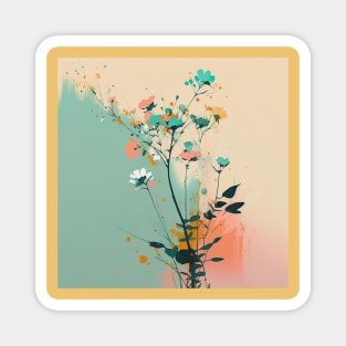 Spring Flowers Modern Art Pastel Design Magnet