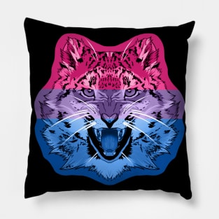 illustrated SNOW LEOPARD PRIDE series (bi pride flag) Pillow