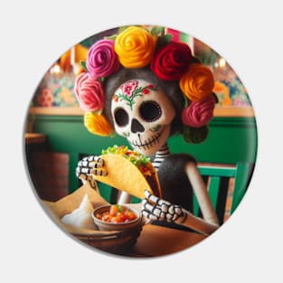 Calaca eating tacos Pin