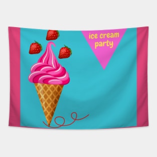 Strawberry Ice Cream Fanatic Party Tapestry