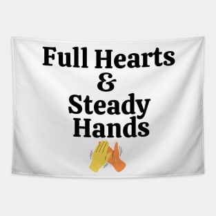 Full Hearts and Steady Hands High Five Orange Yellow Tapestry