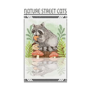 nature street cats vintage racoon T-Shirt