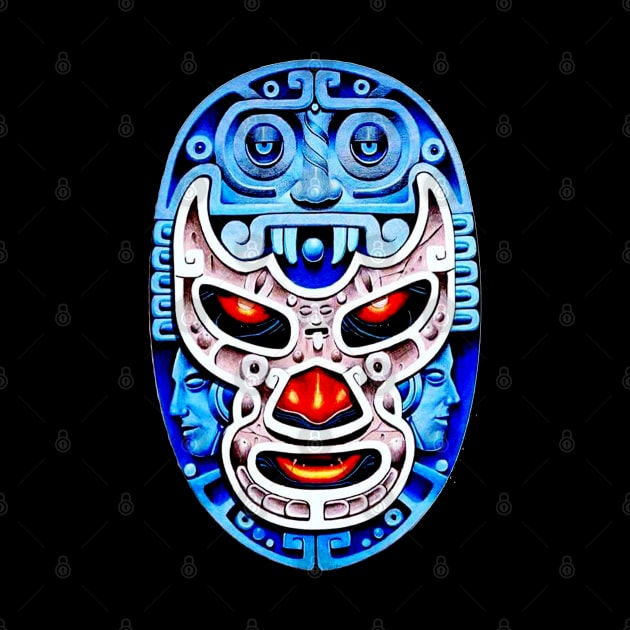 Feel-Ink Blue Demon Lucha Libre Wrestler Aztec Design by FeelInksense