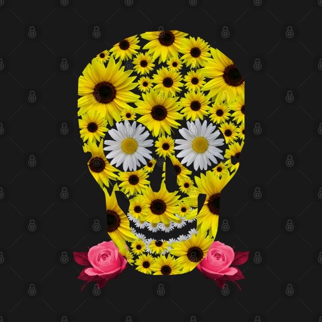 Skull with Sunflowers, Daisies and Roses - Floral by rh_naturestyles