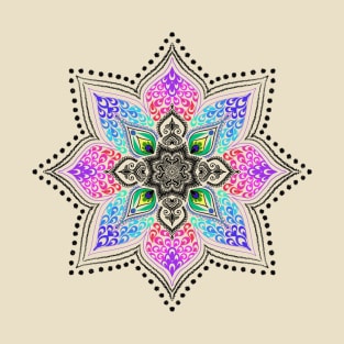 Peacock Mandala kaleidoscope zentangle pattern T-Shirt