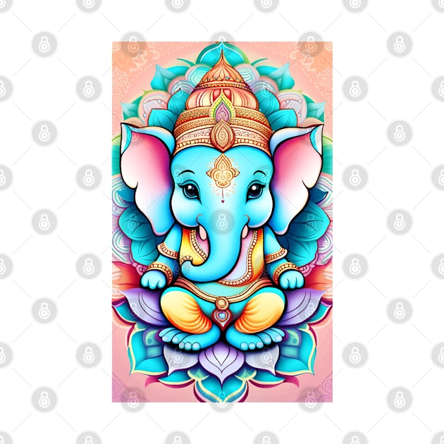 Baby Ganesh sitting on a lotus flower by mariasshop