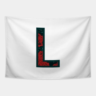 Modern Rose Floral Initial Name Alphabet - Letter L Tapestry