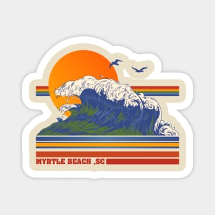 Retro Myrtle Beach SC 70s Style Tourist Souvenir Magnet