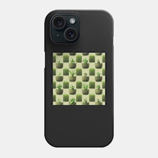 Succulents in pots grid repeating pattern Phone Case