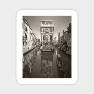 Venice Canal in Black and White Magnet