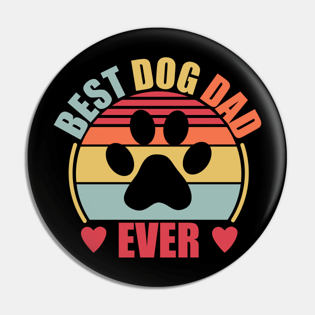 Best Dog Dad Ever | Retro Color Paw Pin by Yazdani Hashmi