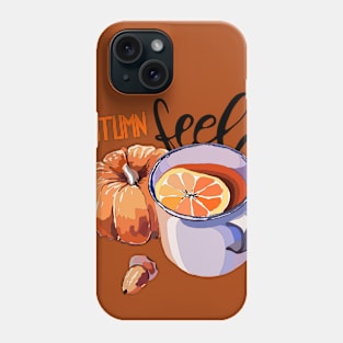 Autumn tea mug and pumpkin Phone Case