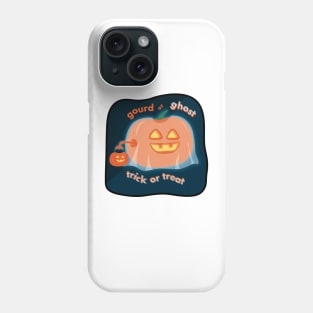 Trick-or-treating gourd ghost pumpkin, text (light backgrounds) Phone Case