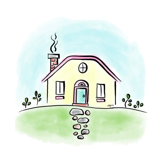 cottage house pastel doodle by OddityArts