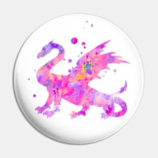 Pink Dragon Watercolor Painting Pin