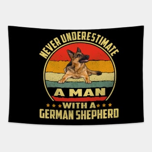 Never Underestimate A Man With A German Shepherd Vintage Tapestry