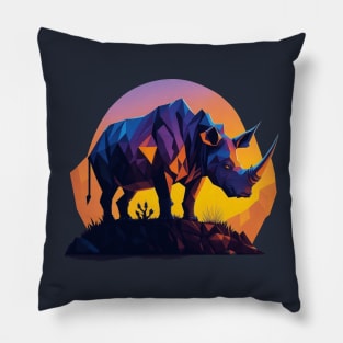 Rhino at sunset Pillow