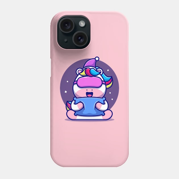 Cute Unicorn Sleeping With Pillow Cartoon Phone Case by Catalyst Labs