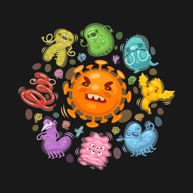 Cartoon Viruses & Bacteria by Voysla