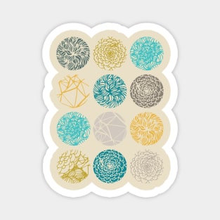 Abstract pattern with organic hand drawn circular shapes in blue, gray and yellow shades by Akbaly Magnet
