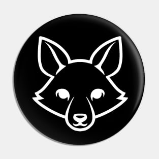 Fox Black and White Minimalist Pictogram - White Pin