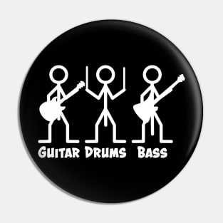 Guitar Drums Bass (white) Pin