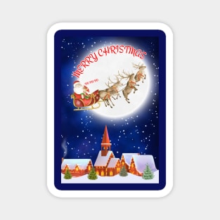 Santa Sleigh over a Christmas Village Magnet