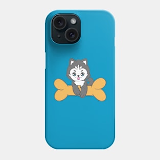 Siberian husky dog over a bone Phone Case